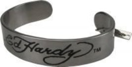 Ed Hardy Black Logo Silver Bangle Bracelet - $32.00