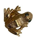 Frog With Green Faux Jewel  Eyes By Avon Tie Tack Lapel Pin Gold Color M... - $14.84