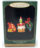 HALLMARK Keepsake &quot;Merry Grinch-Mas&quot; Set of 3 Mini Ornaments 1999 Dr Seuss - $13.86