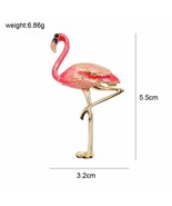 Stunning Diamonte Gold Plated Vintage Look Flamingo Bird Christmas Brooc... - $13.43