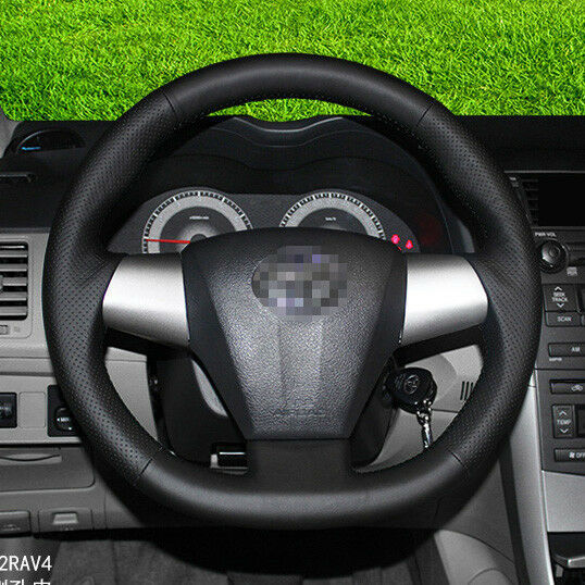 For Toyota Corolla 2014 Steering Wheel Cover Non-slip Hand Sewing Black