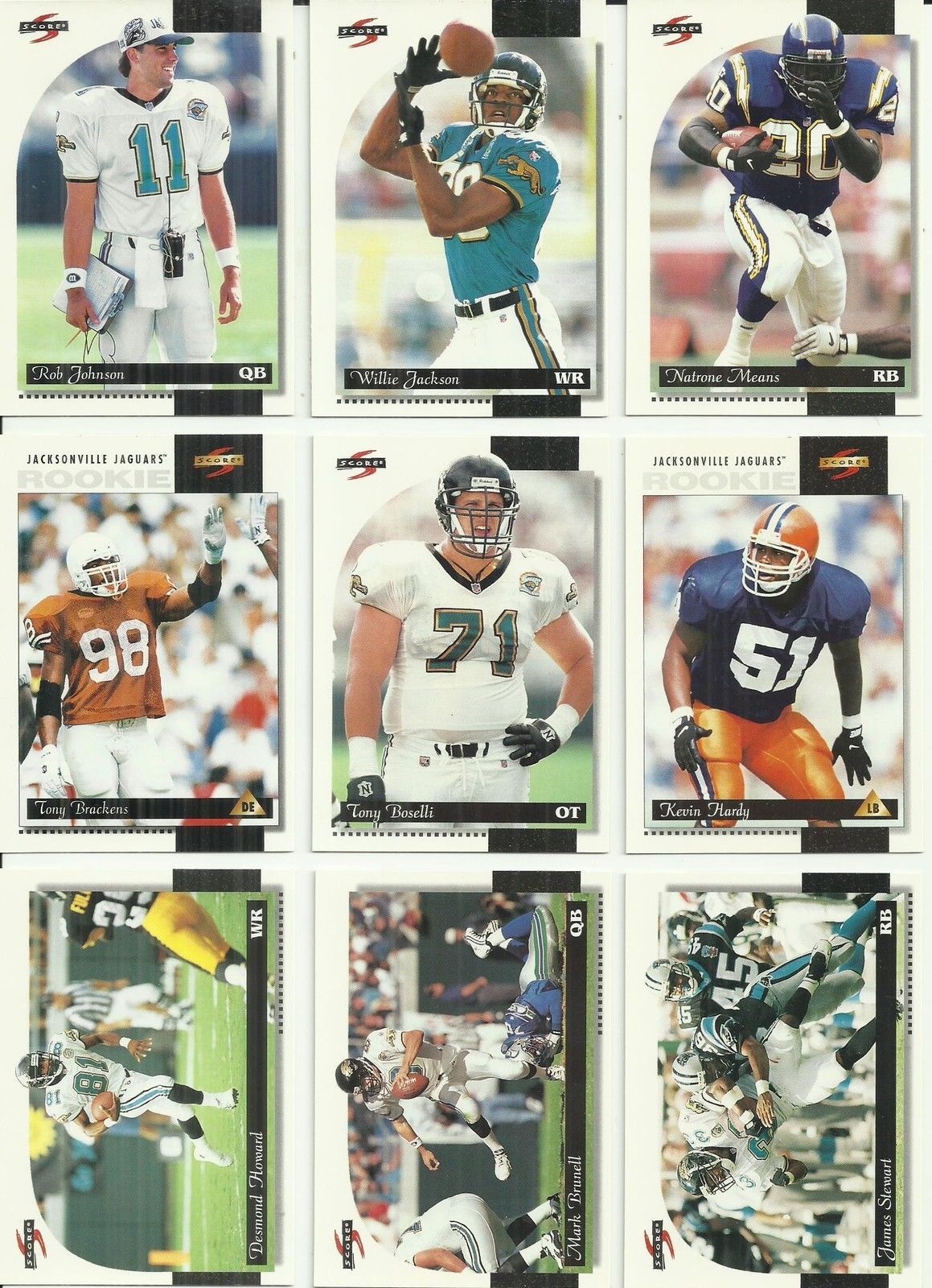 (9) 1996 Score (Jacksonville Jaguars Complete Team Set) See Scans