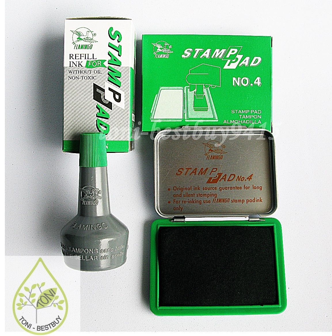 BEST Quality Stamp Pad Green Ink Permanent Water Proof + Extra 1 Refill Ink FREE Other