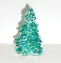 Mosser Glass Teal Carnival Mini Christmas Tree Figurine Holiday Made In USA - $16.44