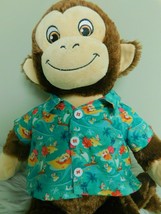 Build A Bear Smiling Monkey Plush Brown 18&quot; Stuffed Animal Hawaiian Shirt - $24.74