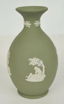 Wedgewood Jasperware Sage Green Bud Vase 1962 Cherub Floral - $24.75