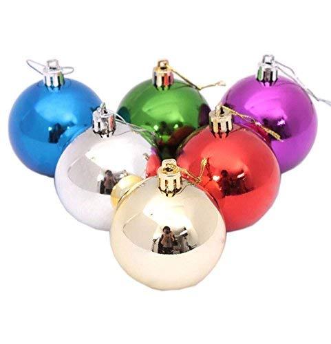 PANDA SUPERSTORE 6PK Multicolored Christmas Balls Ornaments Christmas Decor, 3.2