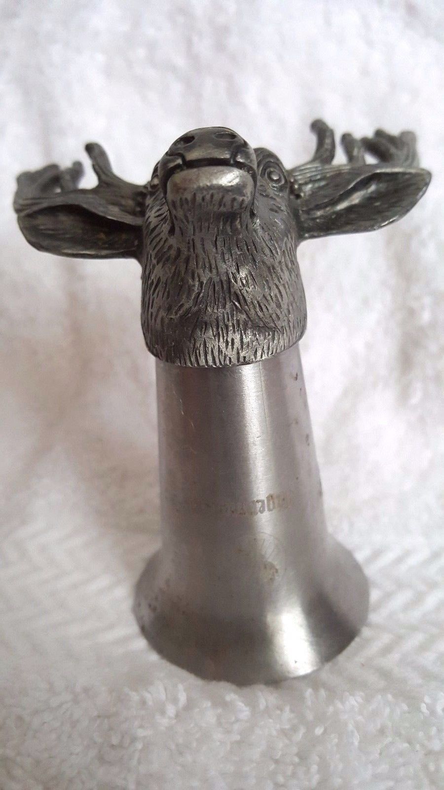 Jagermeister Stag Deer Head Shot Glass Cup Figural Steel Pewter Metal