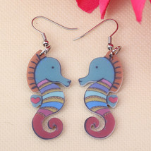 Sea horse cute lovely printing drop earrings acrylic new design spring/s... - $9.19