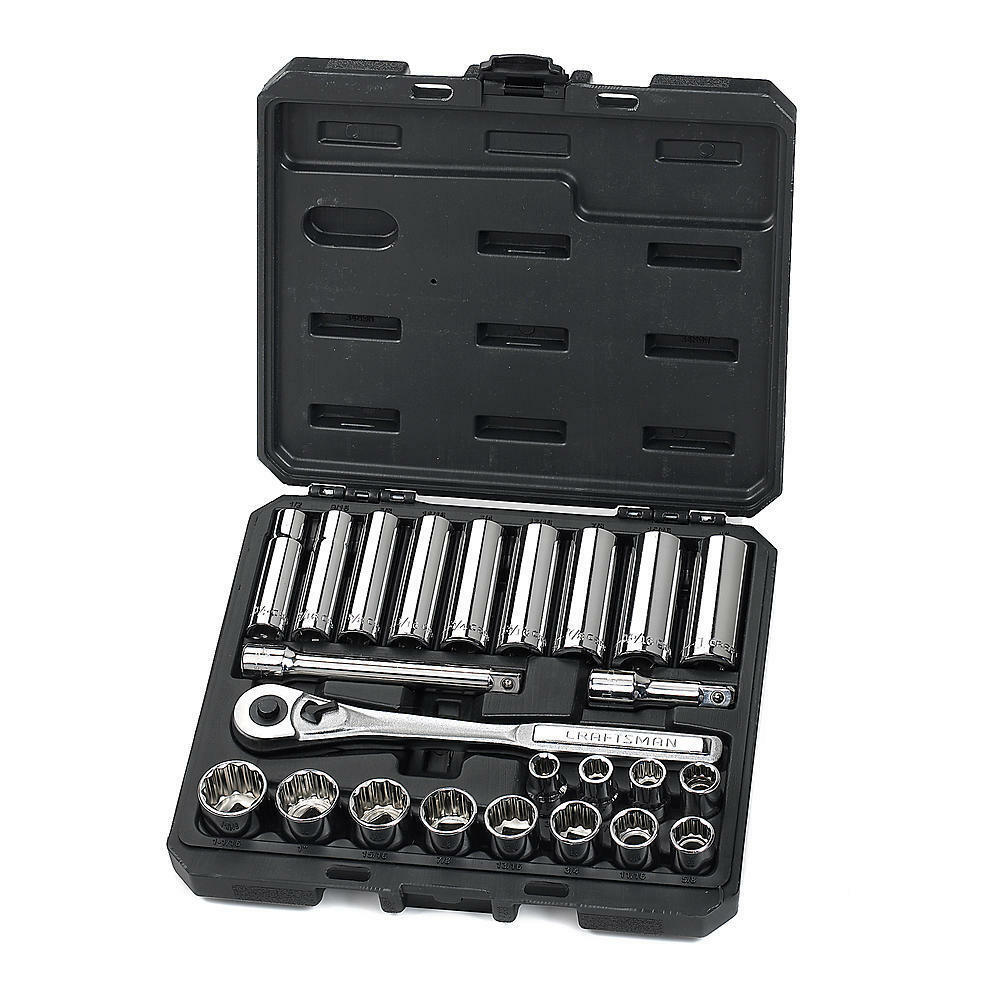 Craftsman 24 Piece Standard (SAE) 1/2 Inch Drive Socket Set w/ 84 Tooth Ratchet Everything Else
