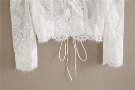 Off Shoulder Long Sleeve Lace Crop Top Bridal Crop Lace Top Plus Size image 5