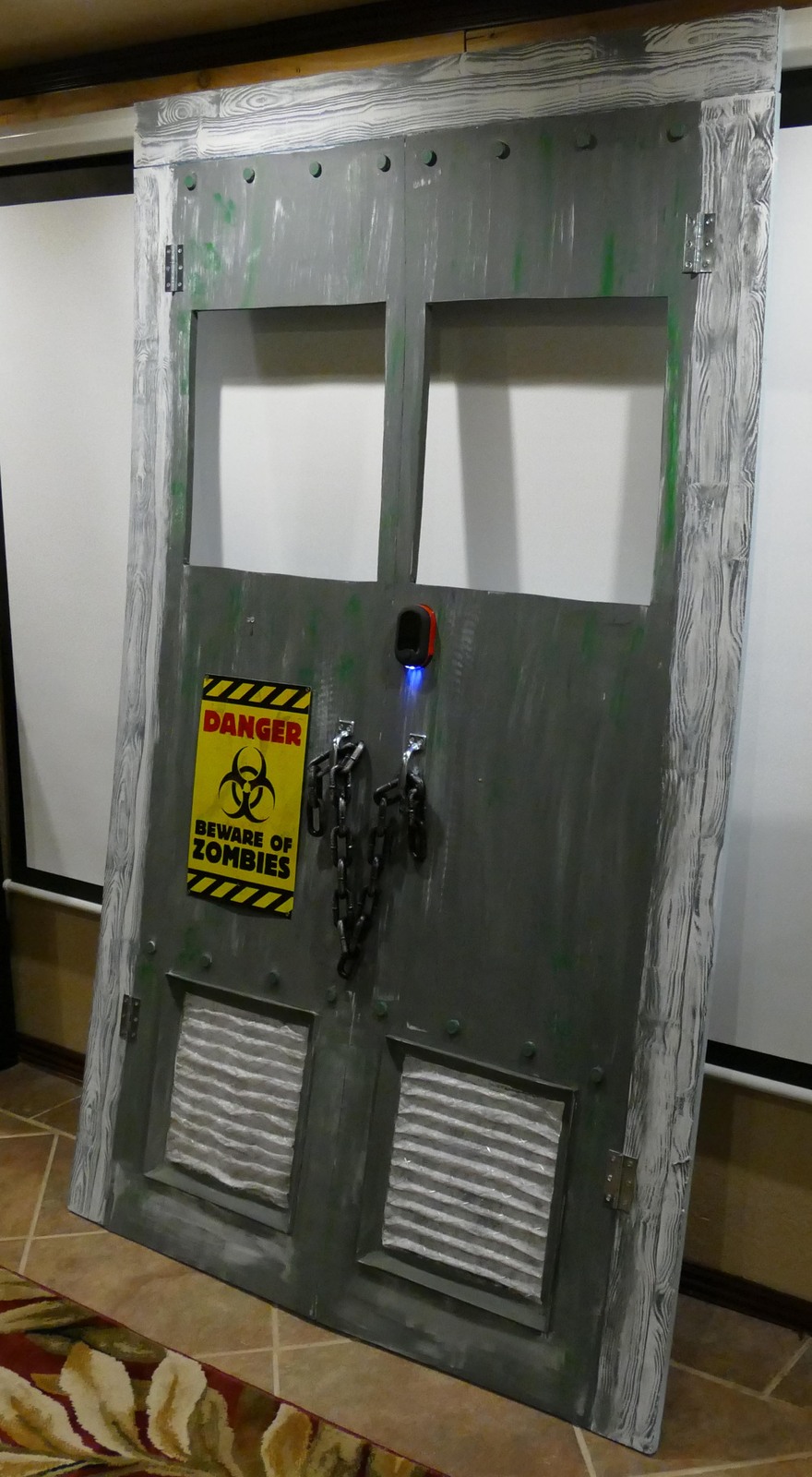 Zombie Door Halloween Decor Prop with Cutouts 7 ft x 5 ft Custom