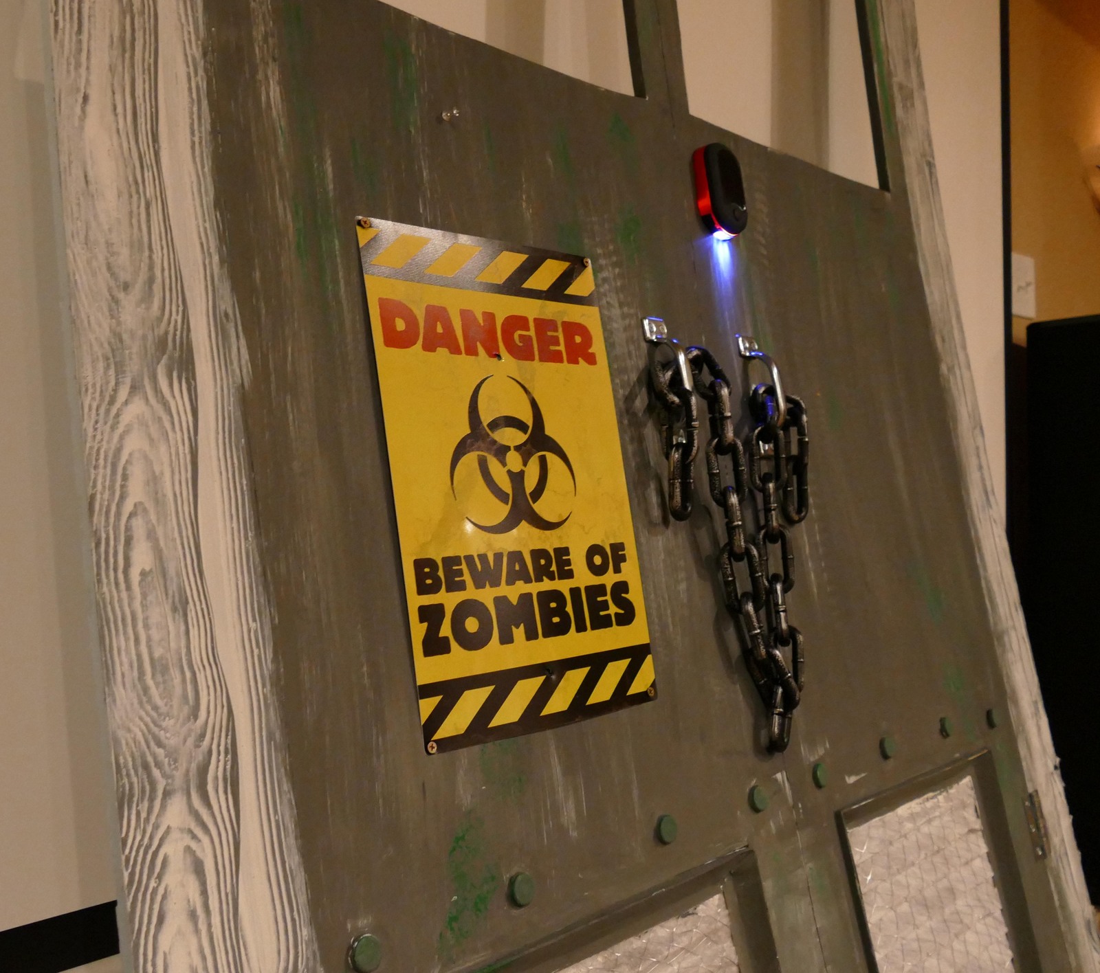 Zombie Door Halloween Decor Prop with Cutouts 7 ft x 5 ft Custom