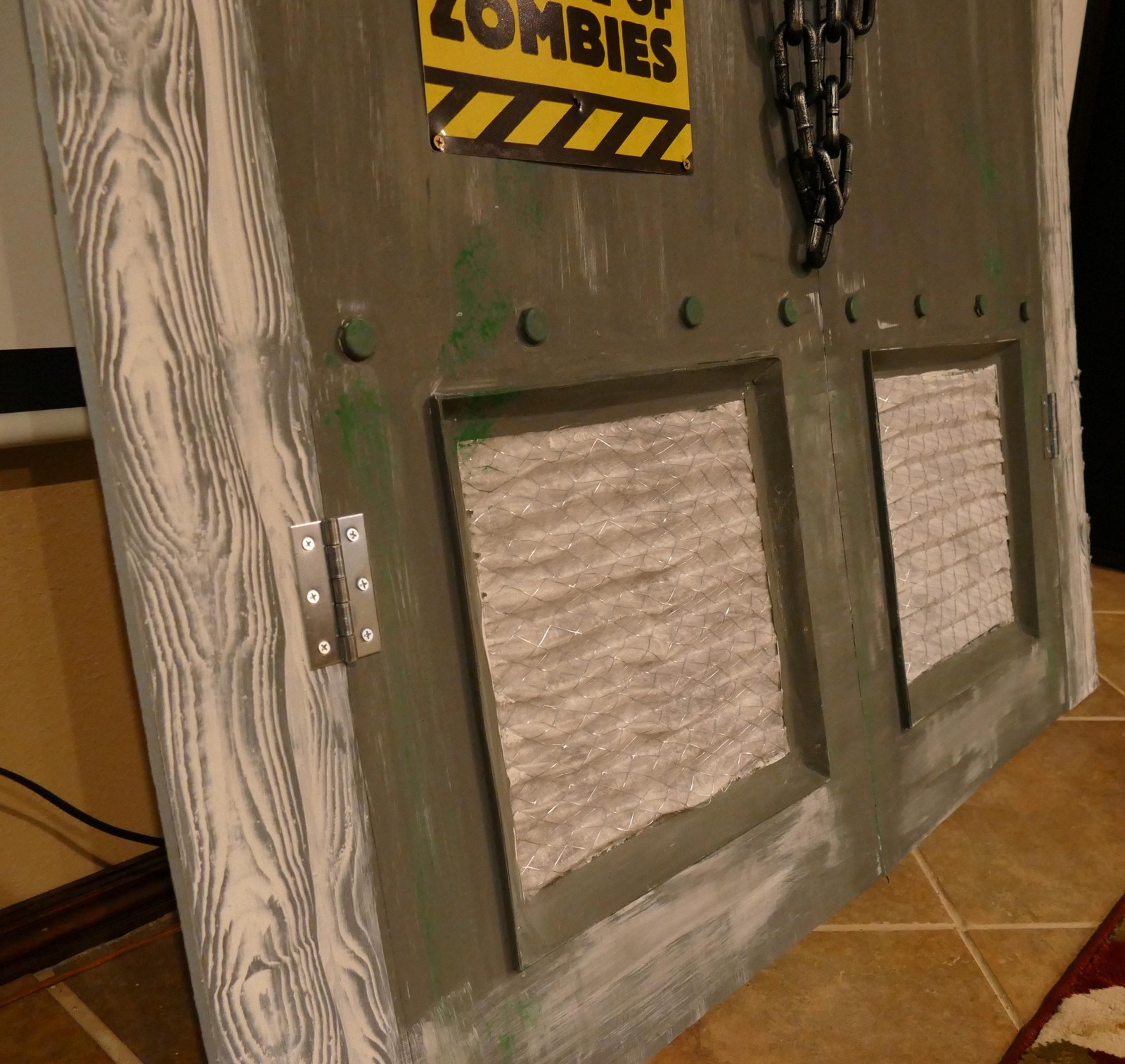 Zombie Door Halloween Decor Prop with Cutouts 7 ft x 5 ft Custom