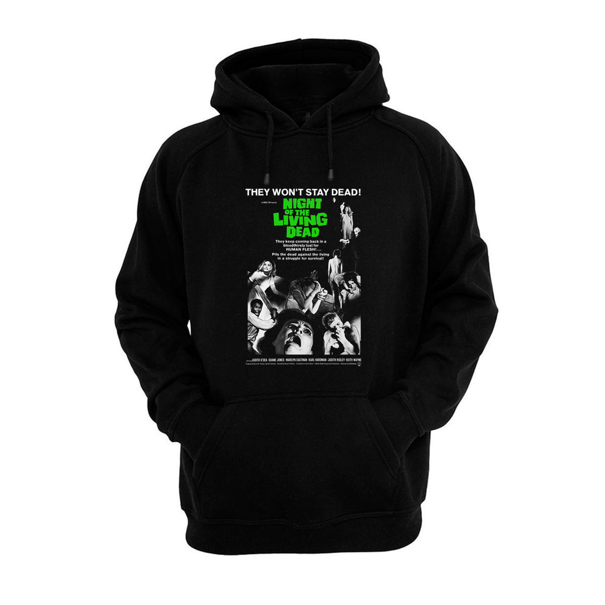 Night Of The Living Dead Poster Hand Silk-Screened cotton blend pullover hoodie