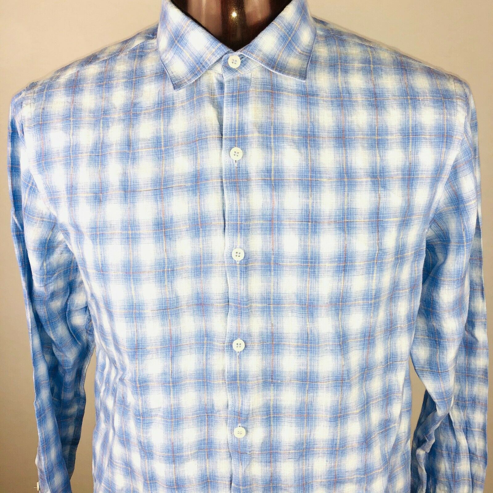 Cooper Jones Supply Mens Blue Shadow Plaid Shirt Long Sleeves Button ...