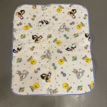 VTG Baby Looney Tunes Crib Comforter Quilt Receiving Blanket Tweety Bugs... - $18.70