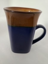 Royal Norfolk Cobalt Blue Brown Stoneware Square Coffee Mugs Cups. 4 ava... - $7.95