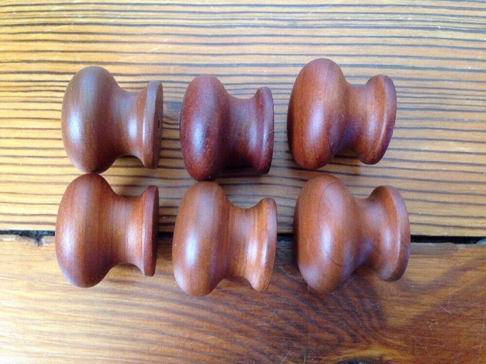 NEW Lot of 6 Ethan Allen Domed Round Wood Knobs Drawer Pulls 2