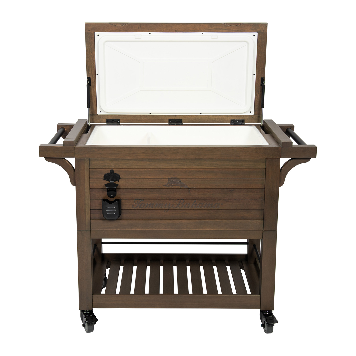 Tommy Bahama 100 Quart Rolling Wood Cooler - Coolers & Ice Chests