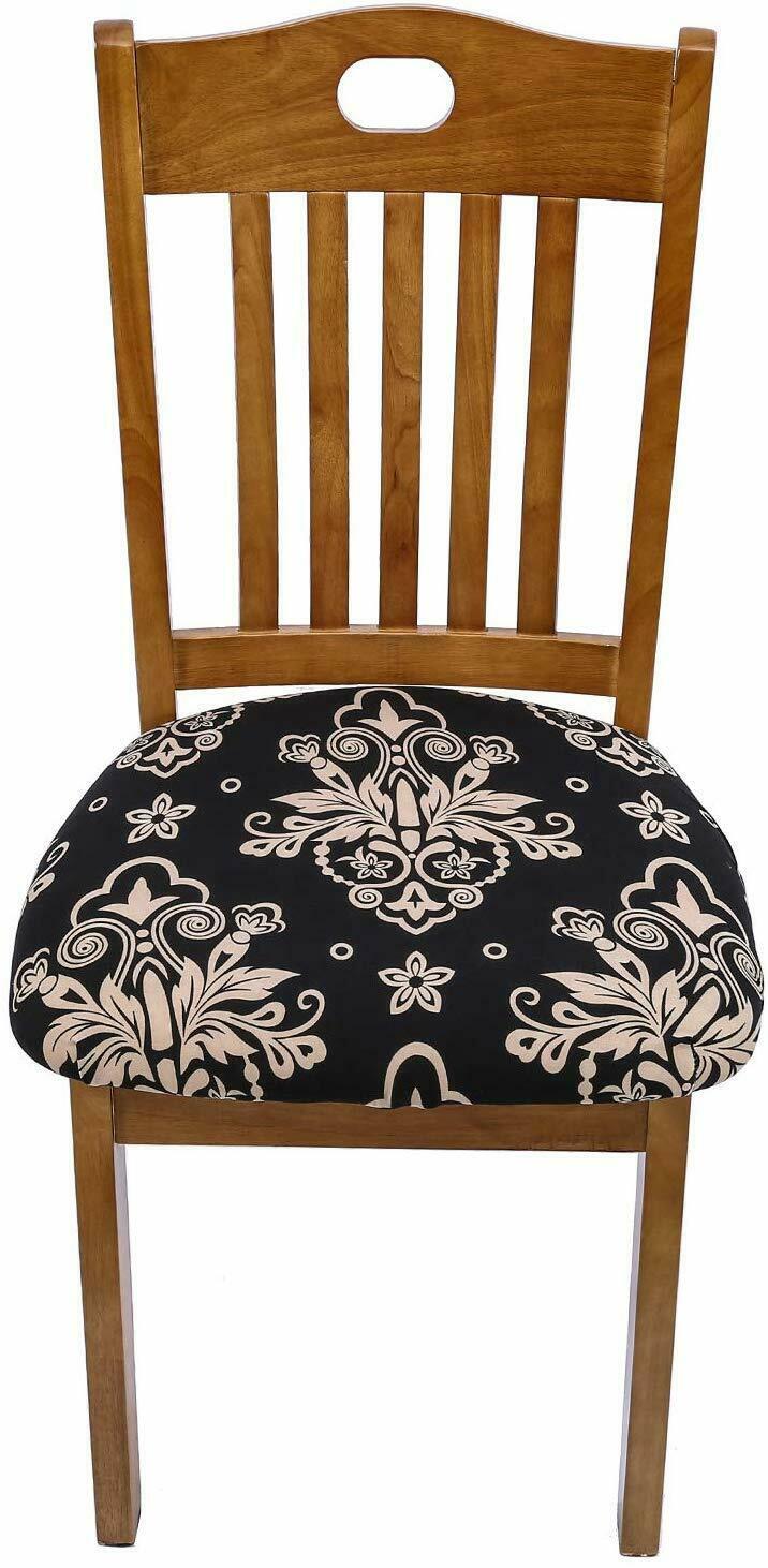 Comqualife Stretch Printed Dining Chair Seat Covers, Removable Washable