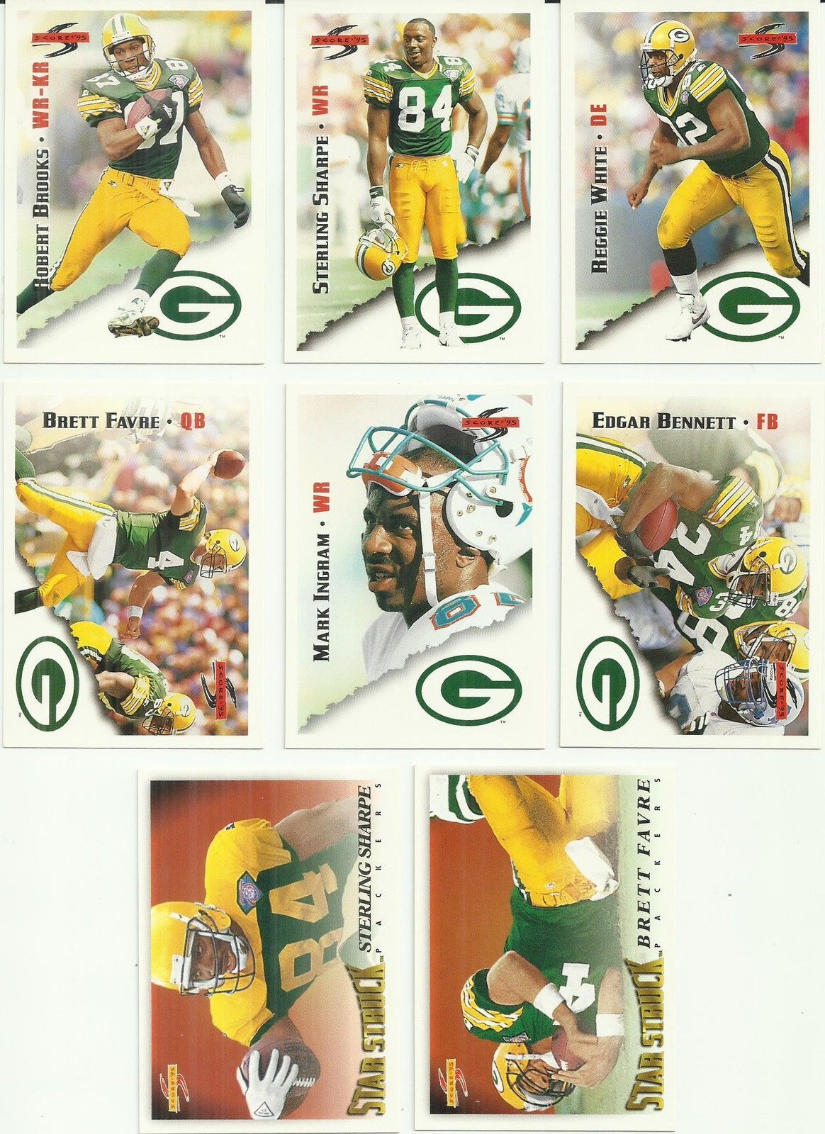 (8) 1995 Score (Green Bay Packers Complete Team Set) See Scans