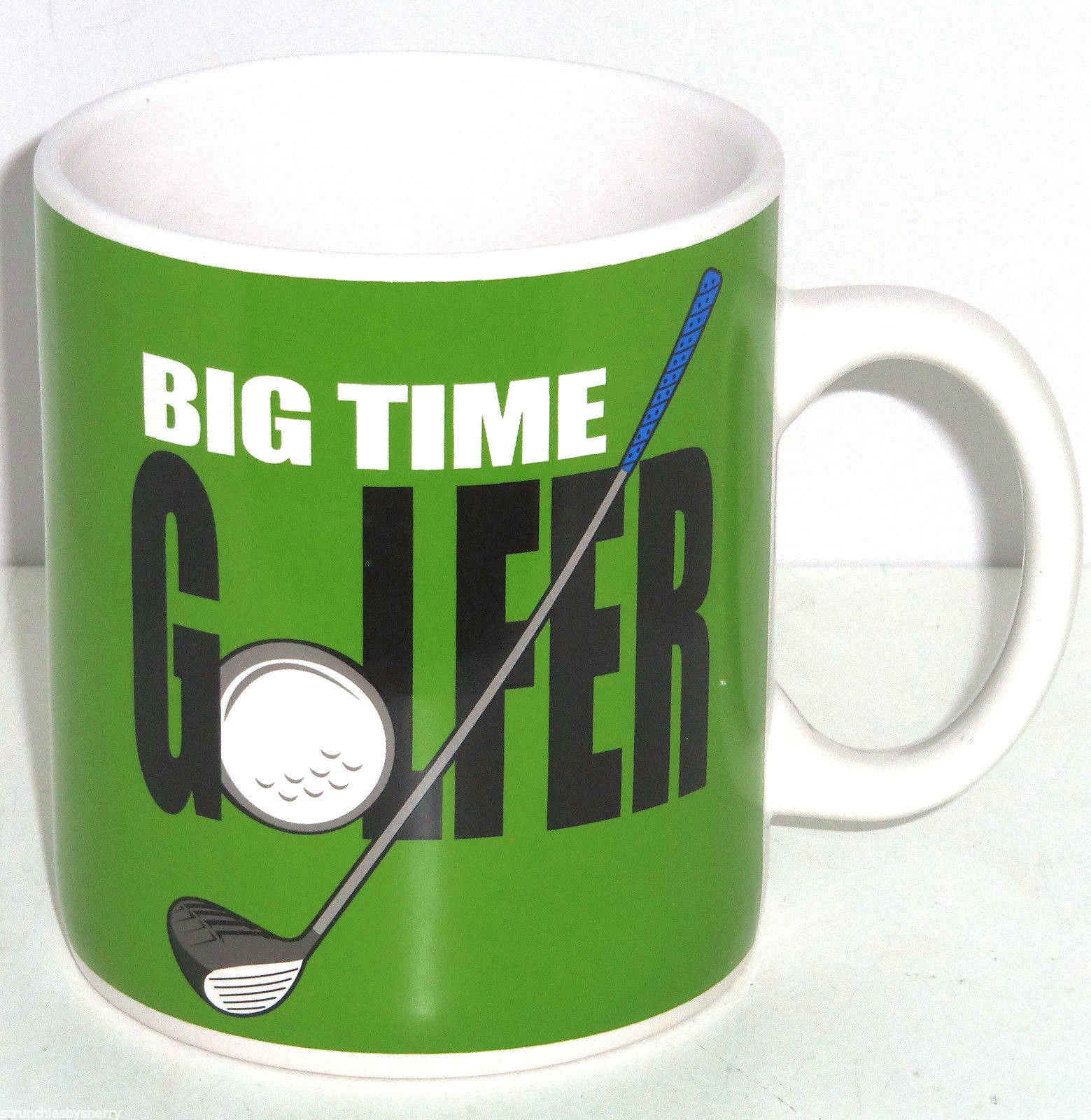 Big Time Golfer Coffee Mug Cup Giant Green Golf Ball Club Ginornous