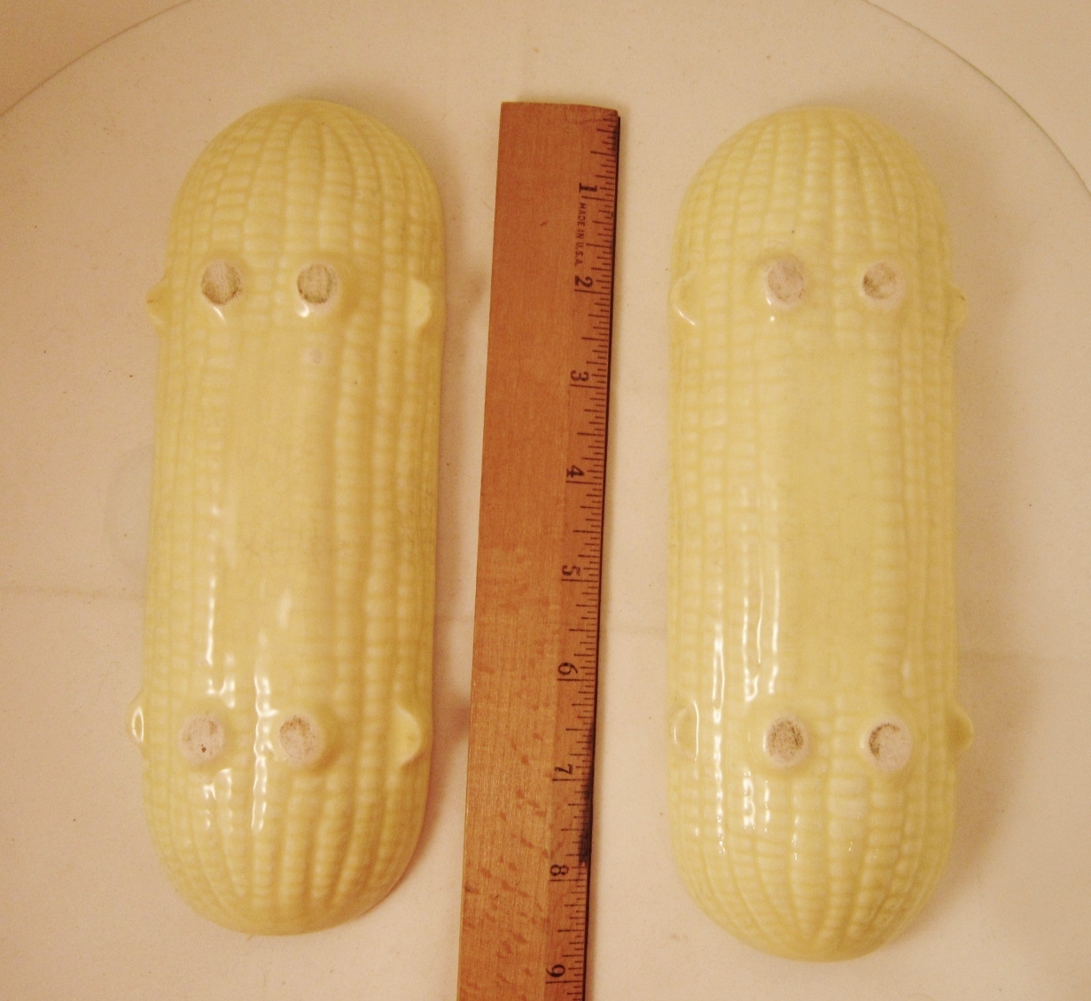 Corn on the Cob Holder, Corn Roller, Corn Boat, Vintage Yellow Pottery