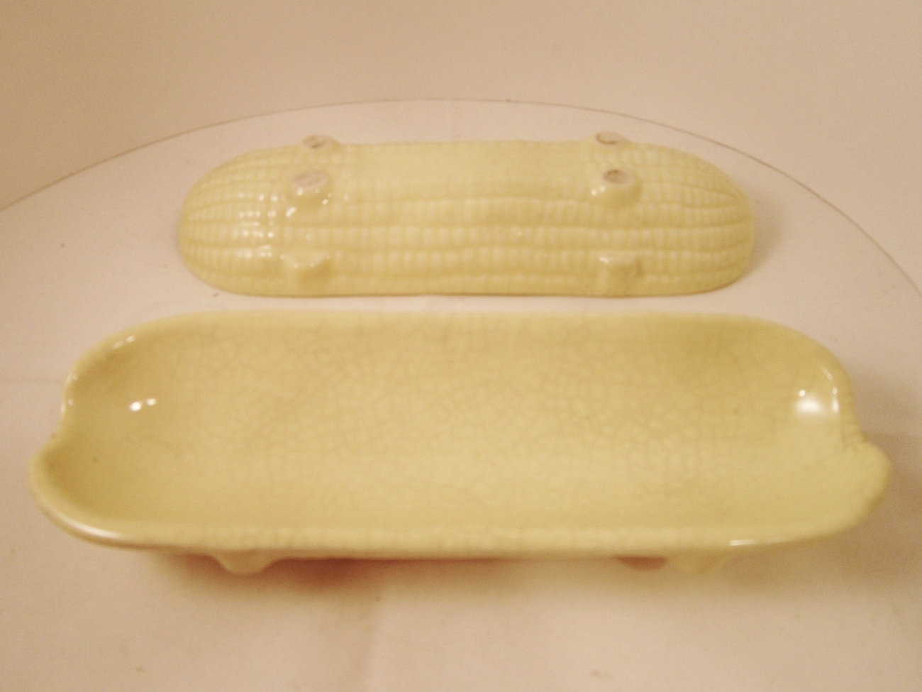 Corn on the Cob Holder, Corn Roller, Corn Boat, Vintage Yellow Pottery