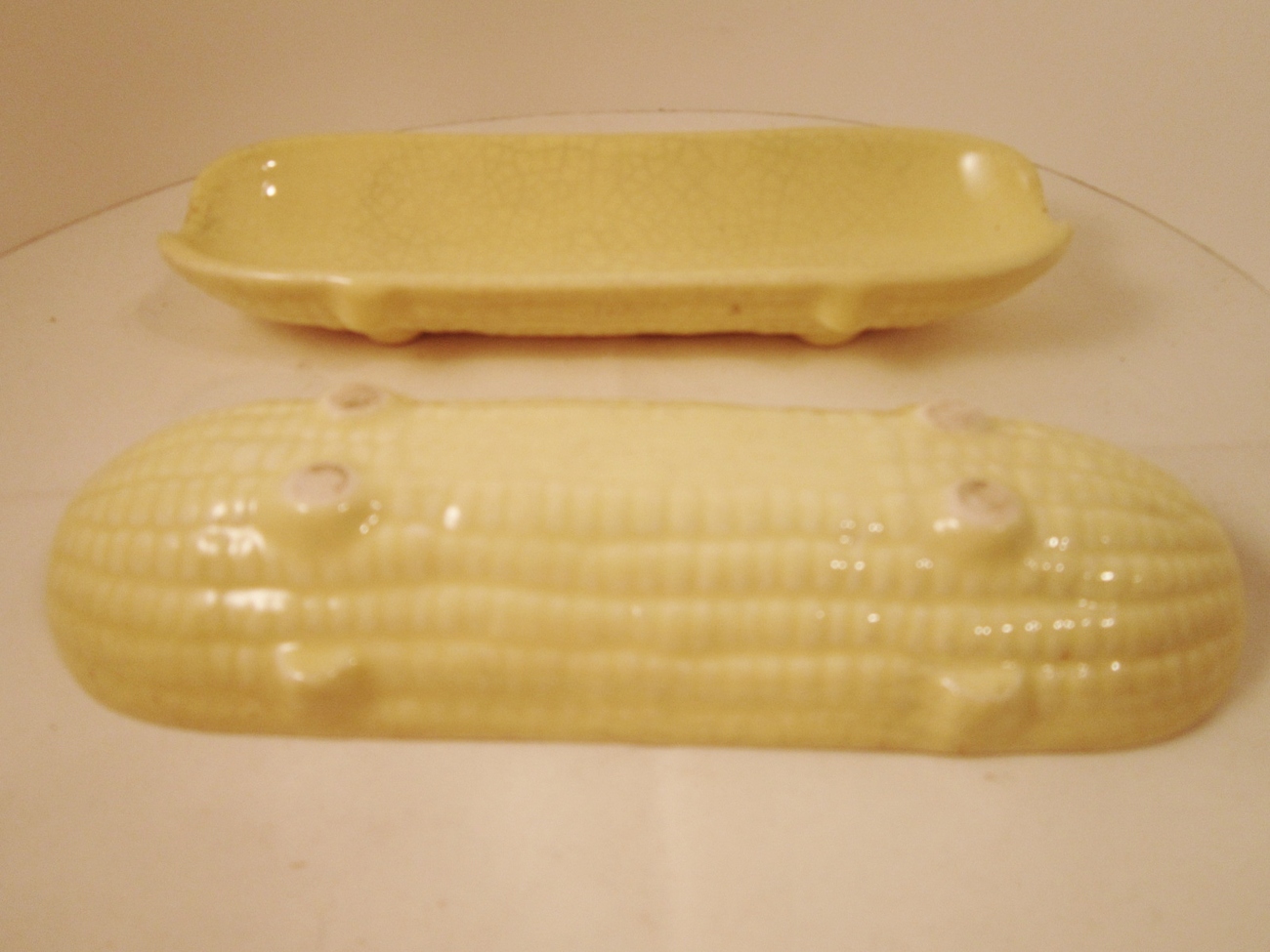 Corn on the Cob Holder, Corn Roller, Corn Boat, Vintage Yellow Pottery