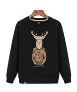 Autumn And Winter Warm Sweater, Black Bottom And Cartoon Deer - $37.88