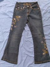Girl's Arizona Jean Company Blue Jeans size 12 Reg Bootcut floral low bid - $7.99
