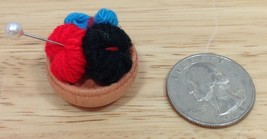 Doll House Furniture Knitting Basket Yarn Needles Crafts Miniature - $12.19