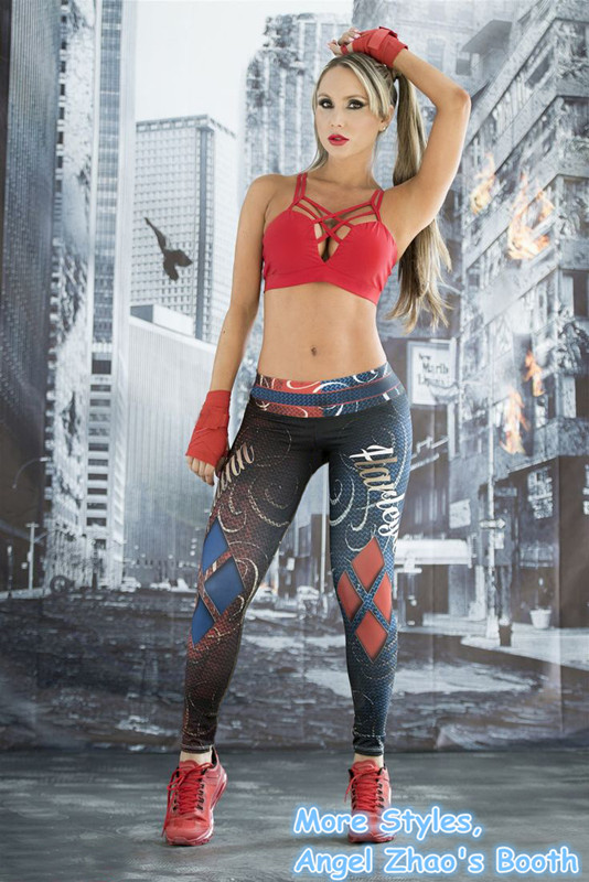 Plus Size Female Harley Quinn Gym Athletic Fit Capris Pant Workout Yoga Leggings