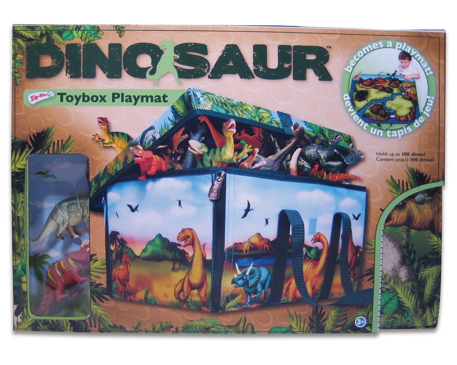 Neat-Oh! ZipBin 160 Dinosaur Collector Toy Box & Playset w/2 Dinosaurs ...
