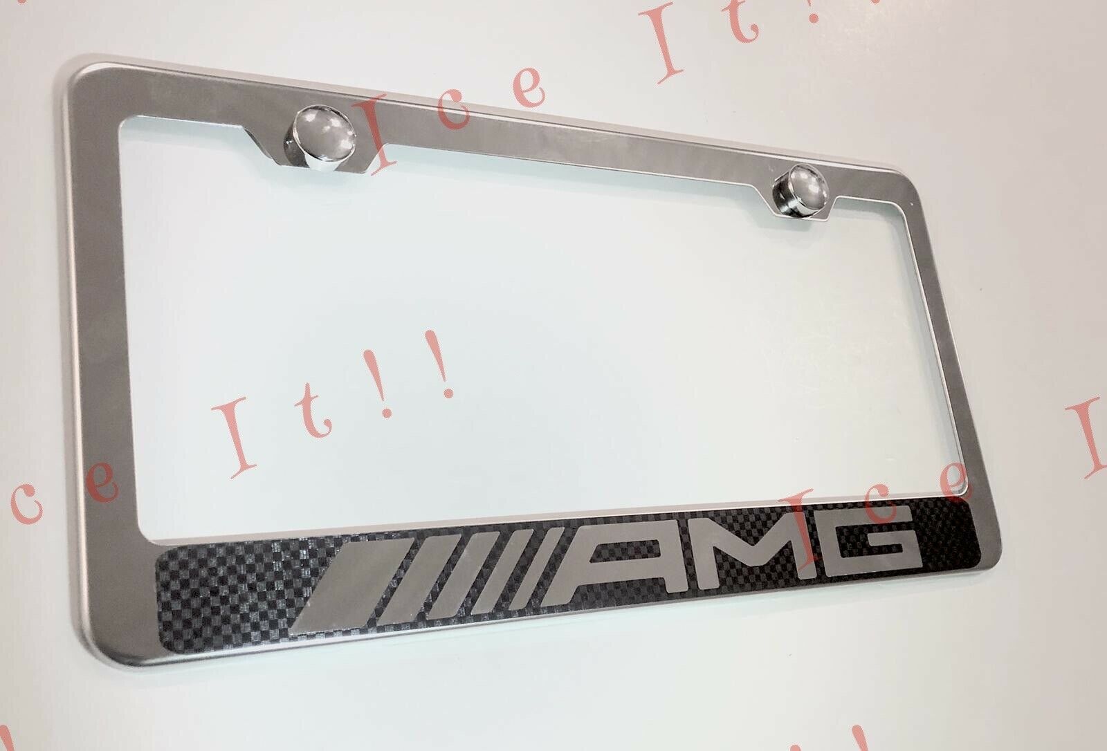 AMG Mercedes Carbon Fiber Style Stainless Steel License Plate Frame ...