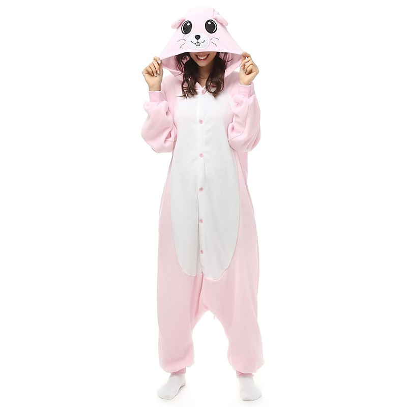 Adults' Kigurumi Pajamas Pika Pika Onesie Pajamas Polar Fleece Pink Cosplay For