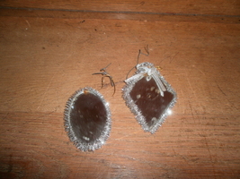 2 Mirror with Silver Tinsel Christmas Ornaments - $4.00