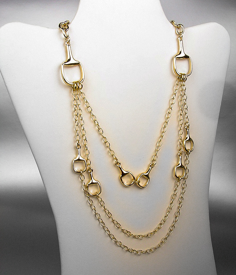 UNIQUE Antique Burnished Gold Hematite Metal Layered Drape Necklace Set