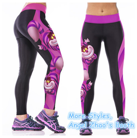 Image of New Female Cheshire Cat Printed Running Fitness Winter Pants Tight Yoga Legging