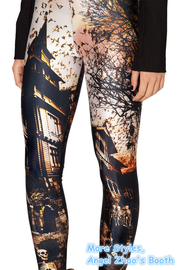 Ancient Castle Fitness Spandex Leggings Halloween Haunted House Pants Gifts