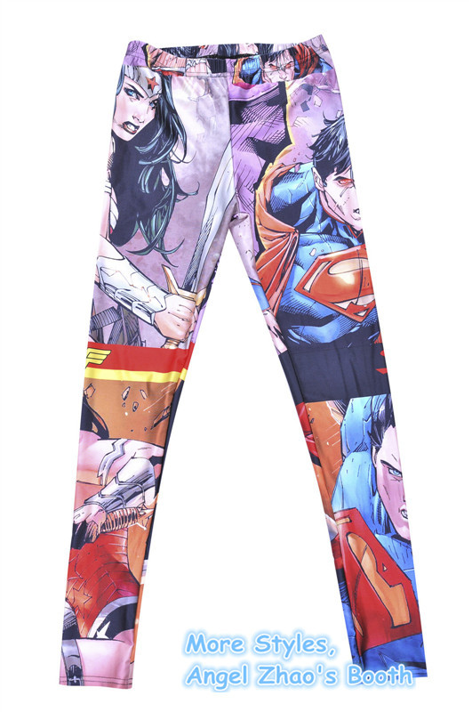 Wonder Woman Printed Leggings Comics Hero Pants Superman Trousers Fitness Tights