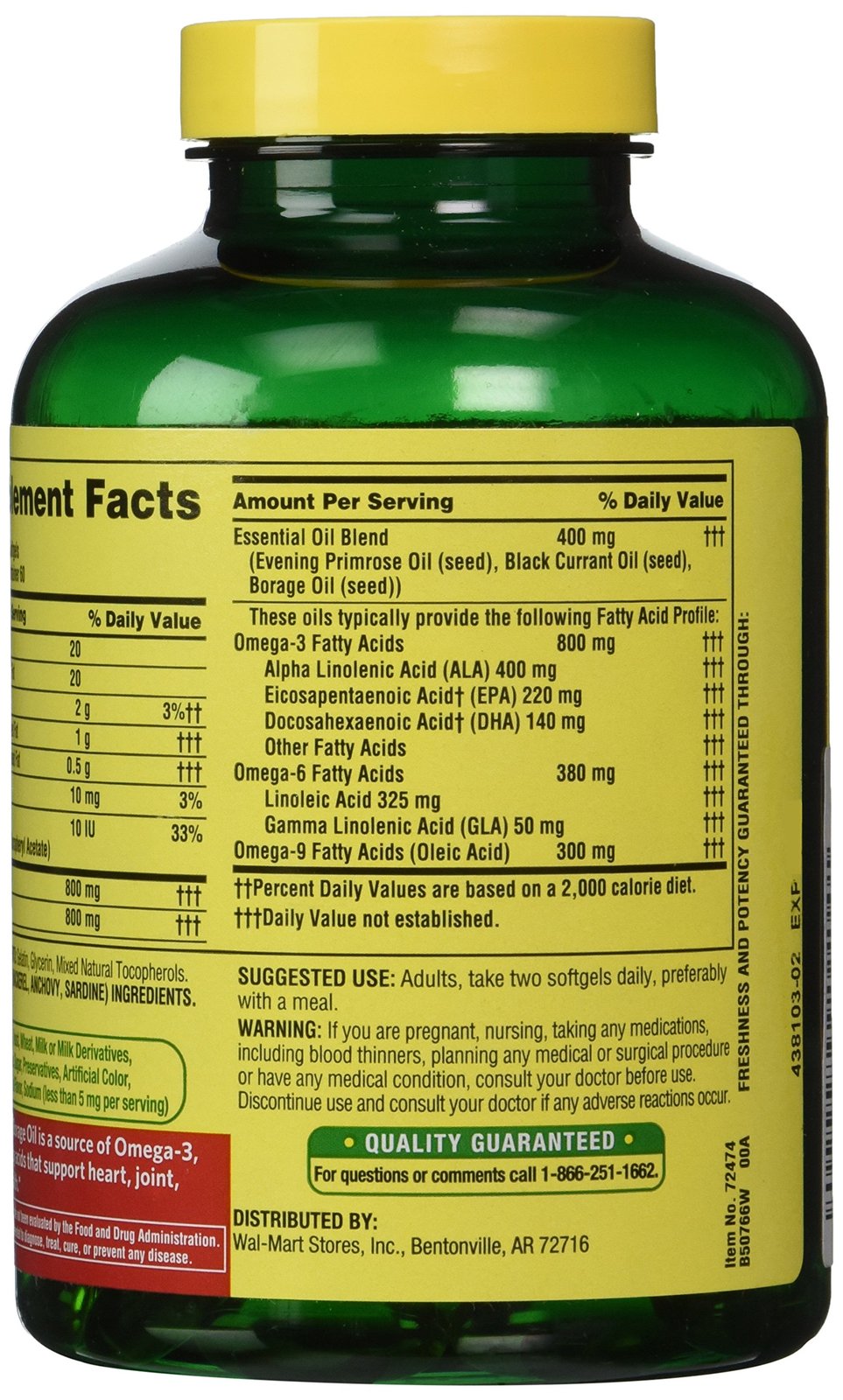 Spring Valley Fish, Flaxseed, Borage Oil, Omega 3, 6, 9, 120 Softgels