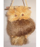 Vintage Owl Macrame Coconut Fibers Wall Hanging Brown  Handmade 15&quot; - $44.99