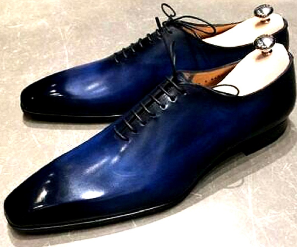Comfortable Navy Blue OXFORD Patina Palpable Real LEATHER Gorgeous Events Shoes