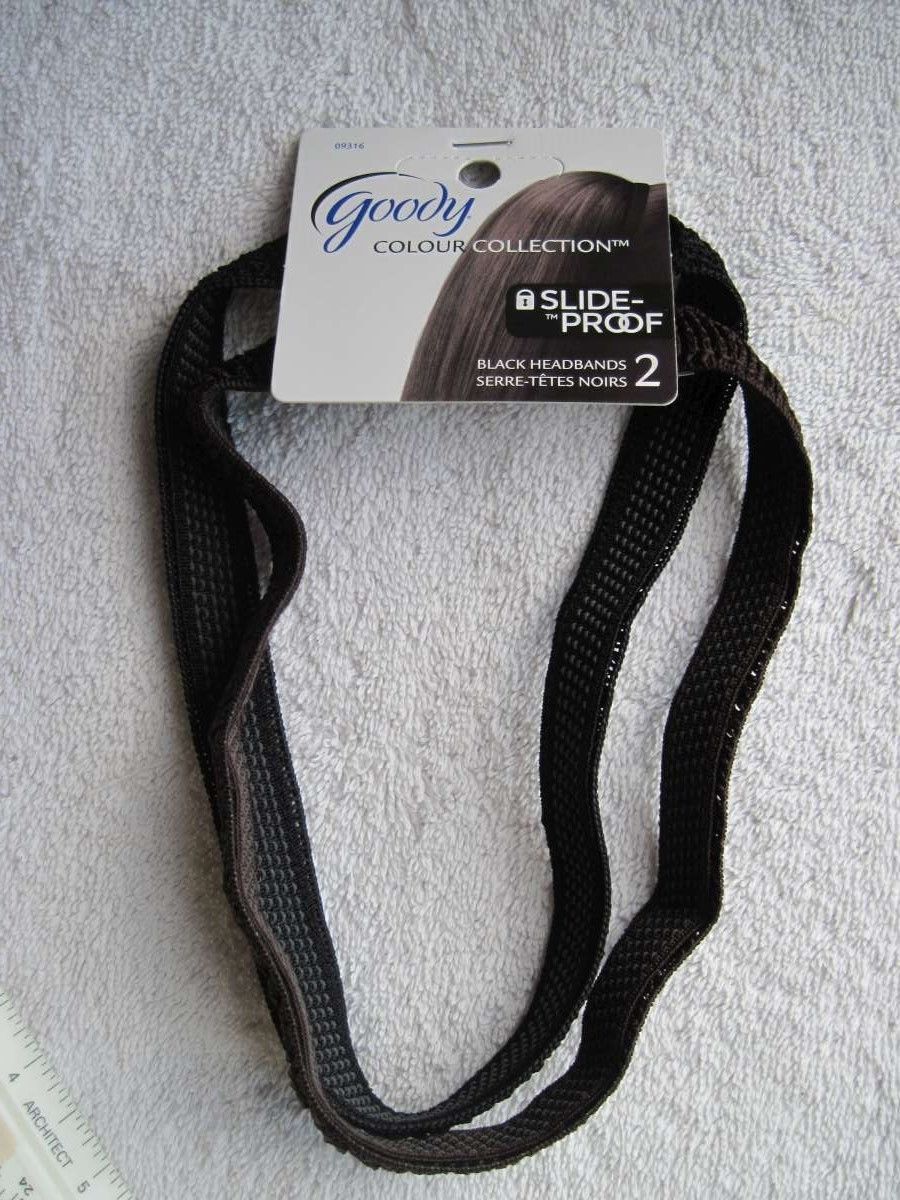 2 Goody Black Brown Stay Put Slide Proof Hold Head Band Secure Fit Fabric Color