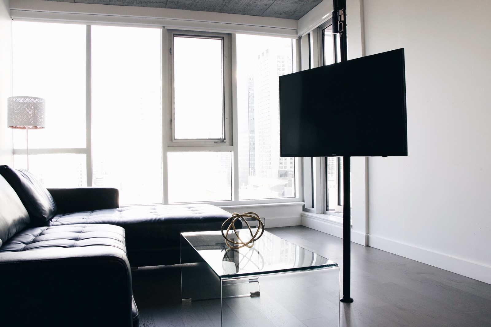 MOFO Pole Modern TV Stand. No tools! Entertainment Units, TV Stands