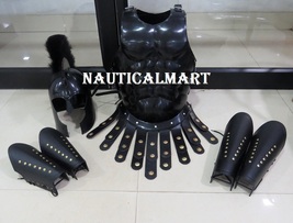 NauticalMart Muscle Armor Cuirass With Corinthian Helmet Leather Leg Arm Guard 
