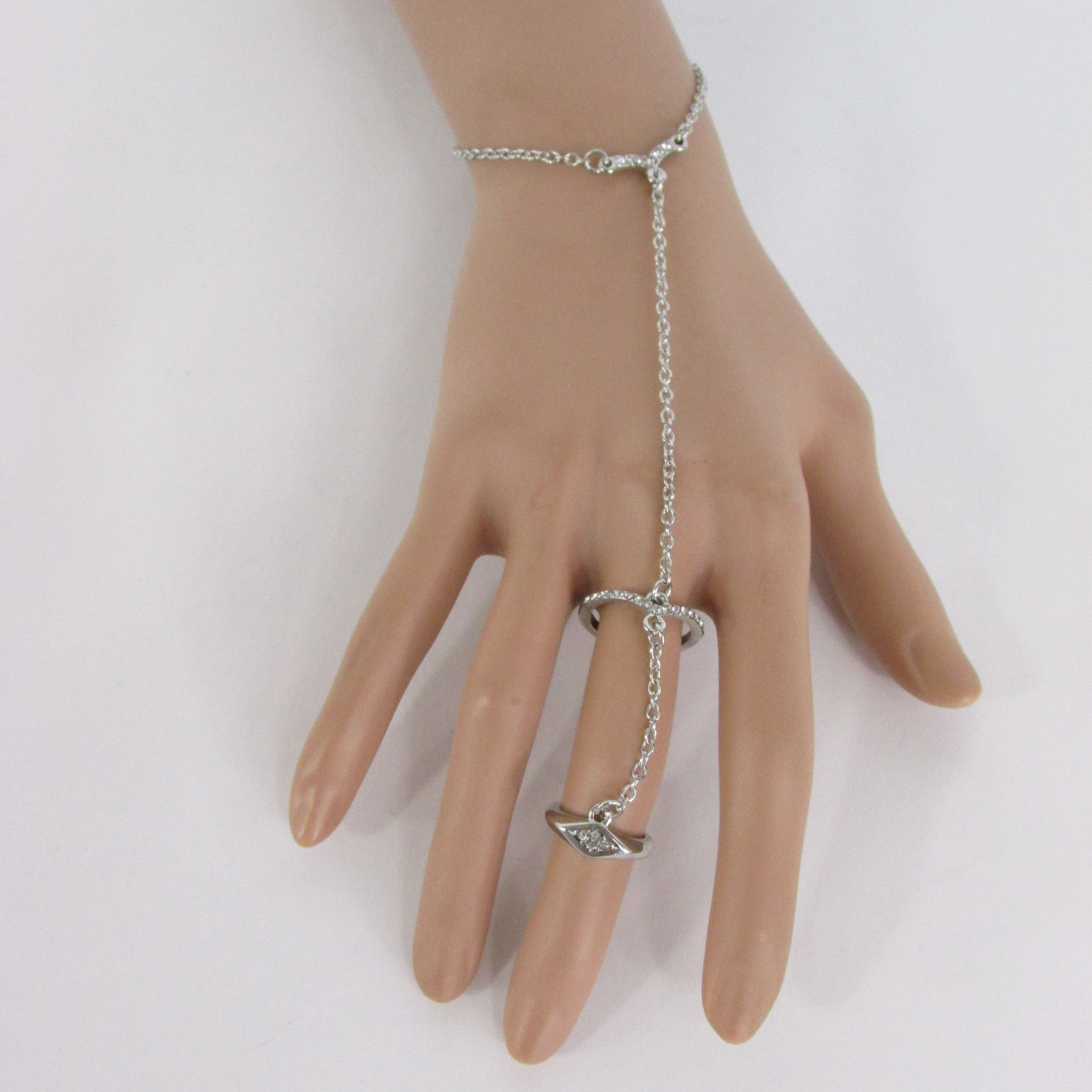 New Women Double Rings Long Bracelet Fashion Hand Chain Slave Ring
