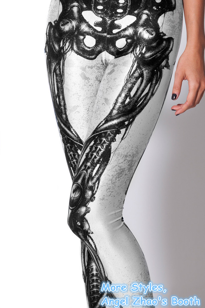 White Skeleton Digital Print Yoga Leggings Women Skull Capris Pants Tights Gifts